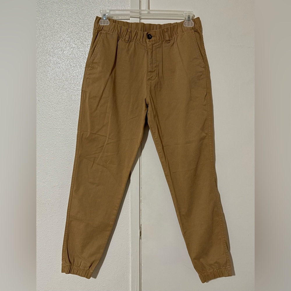 Men's Large Comfy Khaki Tan Button Up BearBottom W/ Elastic Waist & Pockets